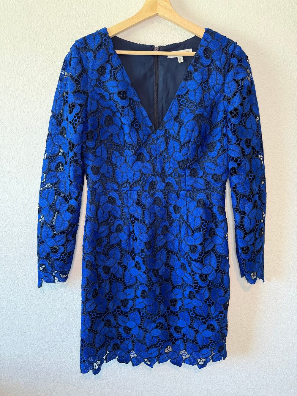 Dress the Population Katherine Cobalt Blue Floral Lace Dress Size Large L